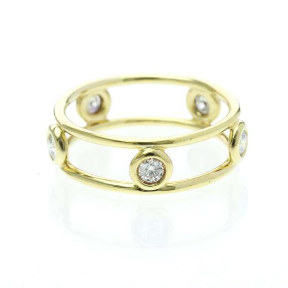 Tiffany Double Wire Ring With Diamond Yellow Gold (18K) Fashion Diamond Band ...